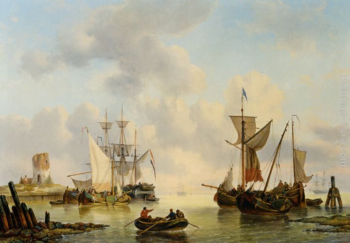George Willem Opdenhoff Sailing Vessels in a Calm